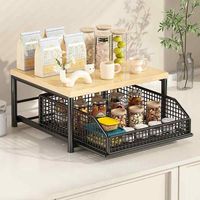 Support de rangement pour cafetière en fer, organisateur de comptoir de bar, étagère coulissante pour station à café, support d'appareil de cuisine avec tiroir