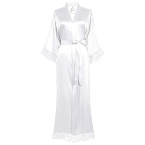 Robe élégante en satin et spandex effet soie glacée avec dentelle, respirante et lisse, taille unique/XL, lingerie sexy - Fermeture élastique personnalisable à la taille - Product Image 2