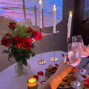 Candelabro dorado de 21 pulgadas, candelabro de 5 brazos, 2 uds., candelabros cónicos de Metal, candelabros, soporte de vela, centavo de mesa - Product Image 4