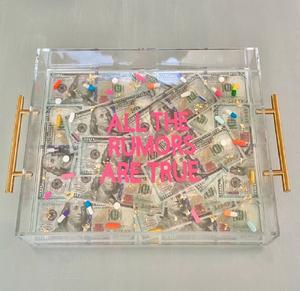 Vente en gros de plateau de service en acrylique avec poignées en métal transparent, élégant et solide, idéal pour le service à thé et à café au restaurant - Product Image 5