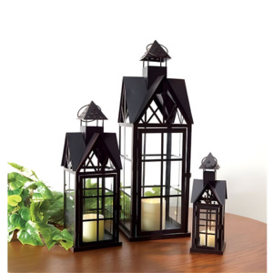 Modern Metal & <b>Glass</b> Pillar <b>Holder</b> <b>Candle</b> Lanterns for Halloween Home and Garden Decorations - Product Image 4