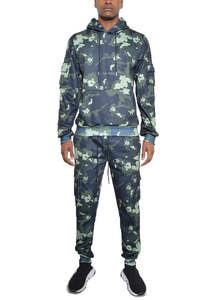 Sweat à capuche et pantalon de survêtement en coton camouflage pour hommes par sublimation respirante Ensemble S-3XL grandes tailles respirant GYM pour hommes 3 pièces - Product Image 3