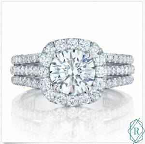 1.50 CT รอบตัดรัศมี Moissanite 3ก้านแหวนหมั้น - Product Image 2