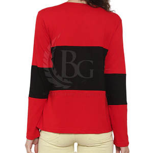 Precio al por mayor camisa de mujer 100% algodón cuello redondo logotipo personalizado OEM diseño de color personalizado camisa de manga larga - Product Image 3