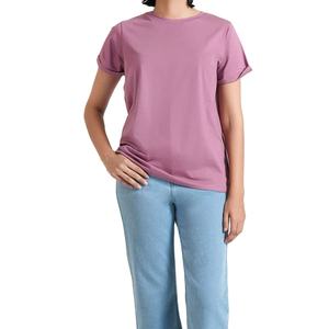 T-shirt pour femme en coton et polyester, ample, décontracté, tricoté, de haute qualité, grande taille, broderie personnalisée, logo imprimé, séchage rapide - Product Image 1