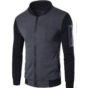 Nuevas chaquetas de hombre con cremallera completa y cuello levantado con logotipo personalizado de color sólido - Product Image 2