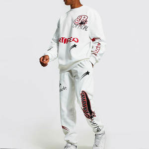 Fashion Outfit <b>Top</b> Selling Long Sleeve Faded Tracksuit Screen Printed Pocket Style Distressed Sweat Suit - Product Image 1