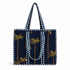 Bolso Tote Azul Vintage Bohemio para Dama, con Estampado Floral, Forro de Lona de Algodón, Ligero, para Viajes de Verano e Invierno - Product Image 1