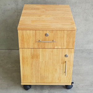 Minimalist Design Mobile Rubber Wood Personal Filing <b>Cabinet</b> 40x50x50cm <b>Lockable</b> and Movable for Office File <b>Storage</b> TCN68003 - Product Image 5