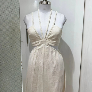 Women's Vintage <b>Summer</b> Autumn Midi <b>Dress</b> <b>Halter</b> Neck Sleeveless Swing Flowy Pattern Breathable Maxi Length Plain Dyed Solid - Product Image 1