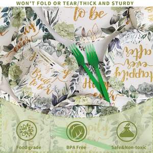 Bachelorette Assiettes Serviettes Ensembles Mariée à Être Nappes <span class=keywords><strong>Happy</strong></span> <span class=keywords><strong>Ever</strong></span> <span class=keywords><strong>After</strong></span> Bannière Vaisselle Jetable Ensemble Sert 20 Invités - Product Image 6