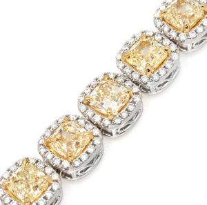 Bracelet tennis en or 14 carats avec diamants jaunes fantaisie sertis, bracelet tennis en diamants moissanite, cadeau d'anniversaire, bijoux fins - Product Image 2