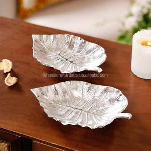Trending Modern Home Decor <b>Tray</b> Leaf Texture Aluminium Chocolate for Christmas Wedding Thanksgiving Living Room Gifting Item - Product Image 3