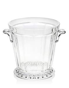 Clear ribbed <b>glass</b> ice bucket with modern silhouette and ergonomic grip designed for daily use or party styling - Product Image 1