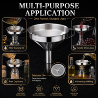 Ensemble d'entonnoirs en acier inoxydable 304 avec filtre amovible pour huile, vin, liquides, entonnoir de cuisine en métal de qualité alimentaire