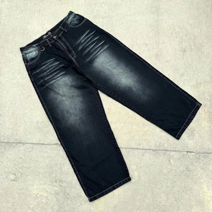 Última Moda en Jeans Casuales Holgados para Hombre, Pantalones Vaqueros de Pierna Ancha Recta Estilo Hip Hop, Mezclilla de Peso Medio, Estilo Cowboy - Product Image 1