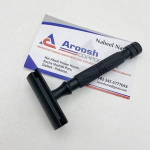 Rasoir de sécurité à double bord de haute qualité écologique, manche en laiton enduit de noir, rasoirs de sécurité classiques - Product Image 2