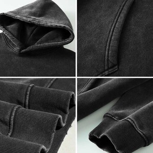 Sudadera con capucha para hombre y mujer, sudadera lavada con ácido de gran tamaño, sudadera lavada Vintage suave de algodón con cordón para hombre, Unisex - Product Image 6