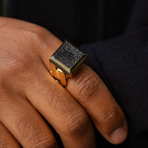 เครื่องประดับทองชุบแข็งทองแท้ MONACO CHAIN Nero แหวนทองคำสีเหลืองสำหรับผู้ชายเครื่องประดับแฟชั่น - Product Image 3