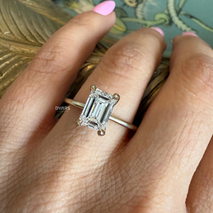 แหวนเพชรทรงเหลี่ยมมรกตหรูหรา ประดับเพชรรอบวงแบบซ่อน แหวนเพชรเลี้ยงในห้องปฏิบัติการ สำหรับผู้หญิง แหวนหมั้น แหวนแต่งงาน ของขวัญสำหรับเจ้าสาว ความใสระดับ VVS ได้รับการรับรองจาก IGI คุณภาพเยี่ยม - Product Image 4