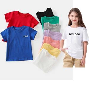 Camiseta con logotipo personalizado de alta calidad para niños, Camiseta de cuello redondo de Color sólido para niños, jersey en blanco para niños, camiseta para niños pequeños - Product Image 4