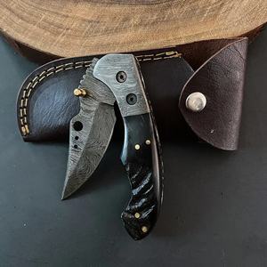 Jexmoo OEM personalizado hecho a mano multifuncional Damasco acero cuchillo de bolsillo Funda de cuero para regalo de aniversario padrino presente - Product Image 5
