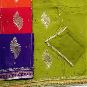 Costumes en organza brodés à la main non cousus de créateur moderne pour femmes vêtements de fête traditionnels indiens et pakistanais à la mode - Product Image 1