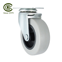 Roue pivotante en acier et polypropylène TPR de 2,5 pouces avec support de plaque, roulement à billes double, pour chariot de meubles