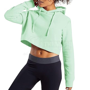 2024 Street Style personnalisé haut court sweats à capuche blanc uni en vrac hiver haut court sweats à capuche pour vente en ligne - Product Image 6