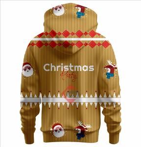 Sweat à capuche d'hiver pour hommes avec logo de Noël 3D motif Nouvel An surdimensionné cordon de serrage polaire imprimé Sublimation Design solide - Product Image 4