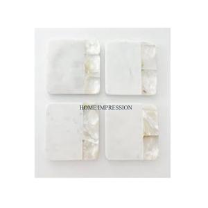 Ensemble de sous-verres en marbre massif 4 pièces vaisselle de table carrée accessoires décoratifs Prime New Fancy Stylish Look Carton emballé - Product Image 5