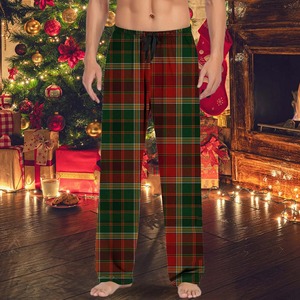 Vêtements de nuit décontractés pour hommes, pantalons de pyjama avec poches, rayures incurvées, vente en gros de pantalons de Noël, style droit - Product Image 2