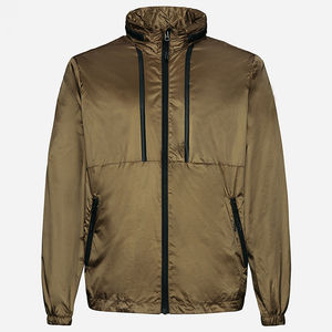 Custom Autumn Starter Front Pocket Vintage Hood <b>Jacket</b> Light Weight Waterproof Windbreaker <b>Zip</b> <b>Up</b> <b>Jacket</b> For Men's Breathable - Product Image 1