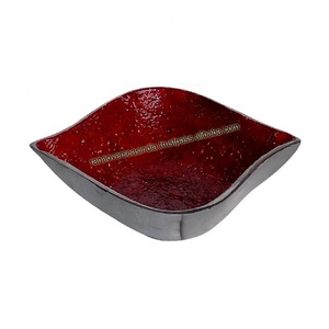 Bol de service en métal aluminium fait main de style moderne en émail marron pour les fruits, les noix et les bonbons. - Product Image 3