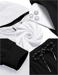 Ensemble de survêtement ATHLOTIC SPORTS unisexe, double couche, respirant, en spandex/polyester, polaire, avec sweat à capuche à manches longues et pantalon de jogging long - Product Image 5