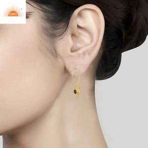 Dernière conception de boucles d'oreilles en argent sterling 925 plaqué or 18 carats avec grenat naturel et pierres précieuses Demi Fine Jewelry Manufacturer - Product Image 4