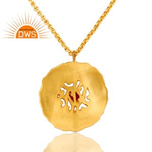 จี้ทอง 18K ชุบทองประดับเพทายสีแดง ดีไซน์ขัดเงา พร้อมสร้อยคอ คอลเลคชั่นคลาสสิก - Product Image 4