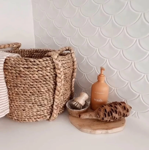 Ensemble de 3 jacinthe d'eau panier osier jonc de mer paille produits d'artisanat faits à la main usage domestique du vendeur indien en gros - Product Image 3