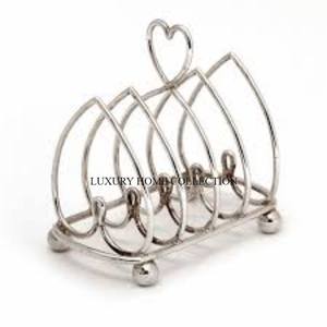 Estantes para tostadas de metal de acero hechos a mano de alta calidad con acabado pulido brillante para un sofisticado arreglo de mesa de desayuno - Product Image 1