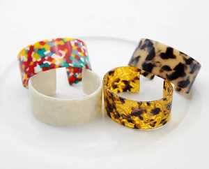 Brazalete Clásico de Resina Colorida para Mujer, Brazalete Irregular de Resina, Acetato de Carey, Diseño Moteado, Ancho y Grueso, Varios Colores - Product Image 6