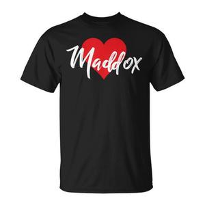 T-shirt con nome I Heart Maddox, nera, taglia unisex per adulti - Product Image 1