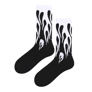 Men's Women's Custom <b>Color</b> Print Flame Pattern Design <b>Socks</b> Breathable Street Style Casual Everyday Low MOQ Wholesale Factory - Product Image 4