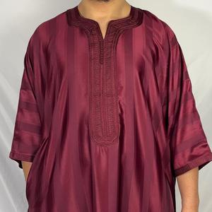 Caftan marocain brodé artisanal Thobe pour hommes tenue traditionnelle arabe islamique accessoire de vêtements musulmans - Product Image 1