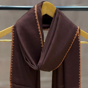 Warm Stylish Winter Women's <b>Pashmina</b> Wool Shawl Inspired Kashmiri Design Intricate Embroidery Breathable Solid Polyester - Product Image 1