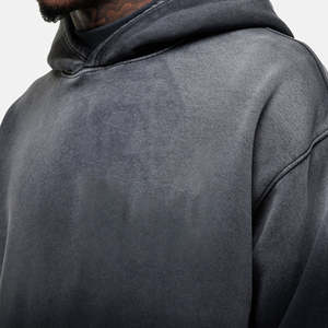 Pull d'hiver pour homme, coupe ample, poids lourd, délavé à l'acide, 100% coton, OEM ODM, écologique, épaules tombantes - Product Image 6