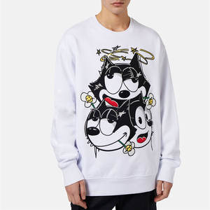 Fabricación de calidad superior tamaño adulto hombres pulóver sudadera Casual desgaste sólido hombres básicos algodón mezclado pulóver sudadera - Product Image 3