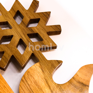 Decoración Navideña Rústica Grande de Madera de Teca con Diseño de Copo de Nieve, Adorno de Mesa para Navidad, Material de Madera Natural Sostenible, Decoración para Chimenea - Product Image 6