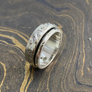 Platinum Silver Spinner <b>Ring</b> 6.1 Grams Everyday Wear <b>Plain</b> Fine Jewelry with Invisible & Bezel Setting IGI Certified - Product Image 1