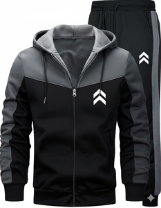 Conjuntos Deportivos de Invierno para Hombre, Corte Regular, con Capucha, Color Sólido |   Color del Logotipo Personalizado |   Forro de Felpa 100% Algodón |   Transpirable y Antibacteriano - Product Image 1