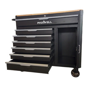 Chariot de rangement d'outils pour atelier PHIXWELL, nouveau, avec plateau <span class=keywords><strong>en</strong></span> <span class=keywords><strong>bois</strong></span>, <span class=keywords><strong>kit</strong></span> d'outils de réparation automobile - Product Image 3